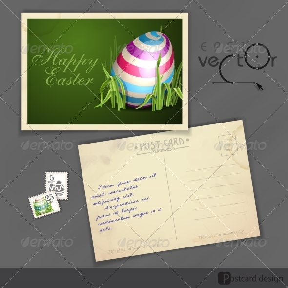 Easter Background with Eggs in Grass Easter Background with Eggs in Grass