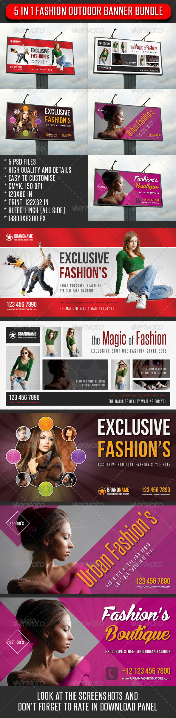5 in 1 Fashion Outdoor Banner Bundle 04 5 in 1 Fashion Outdoor Banner Bundle 04