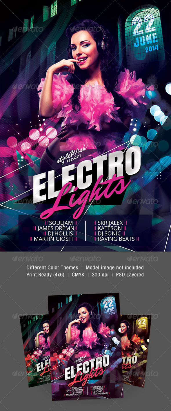Electro Lights Flyer - Clubs & Parties Events