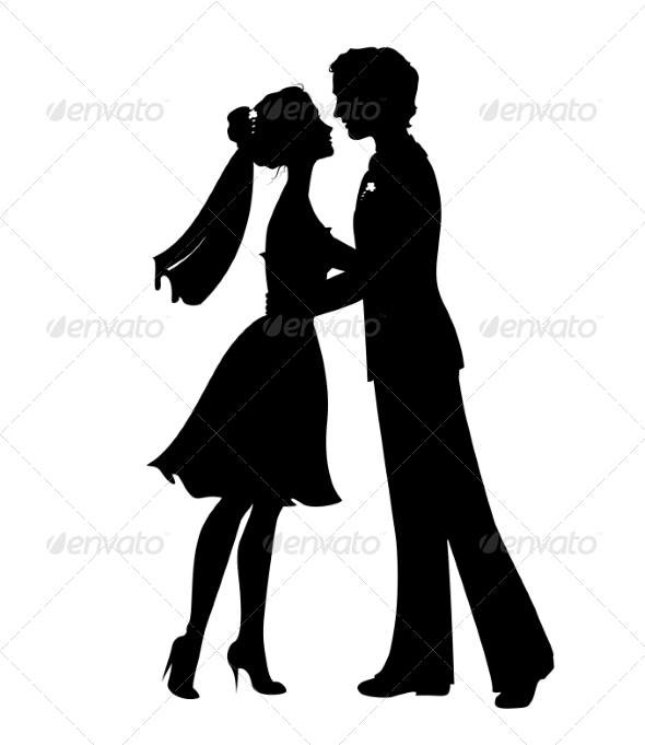 Silhouettes of Bride and Groom Silhouettes of Bride and Groom