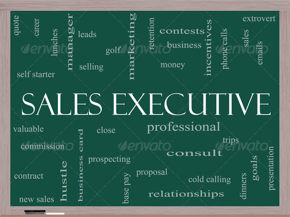 Sales Executive Word Cloud Concept on a Blackboard