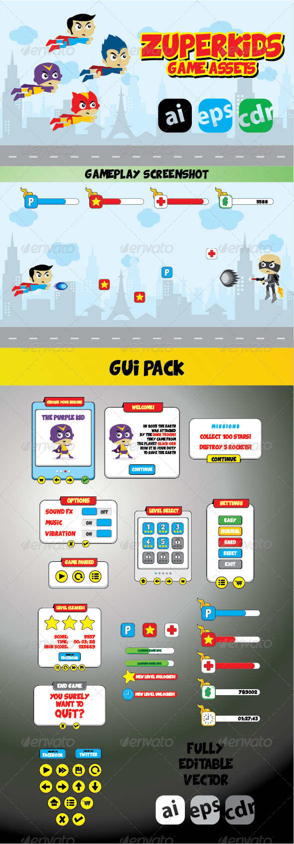 Zuperkids Game Assets & GUI Pack Zuperkids Game Assets & GUI Pack