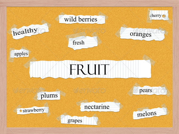 Fruit Corkboard Word Concept