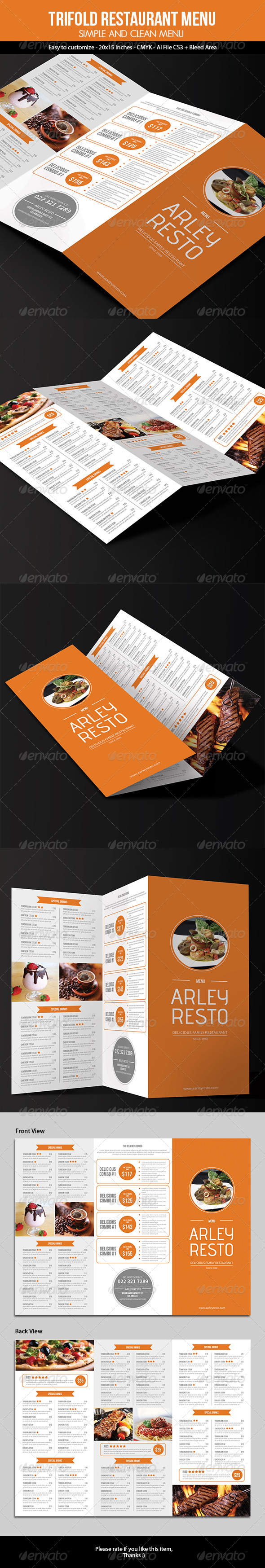 Trifold Simple Restaurant Menu