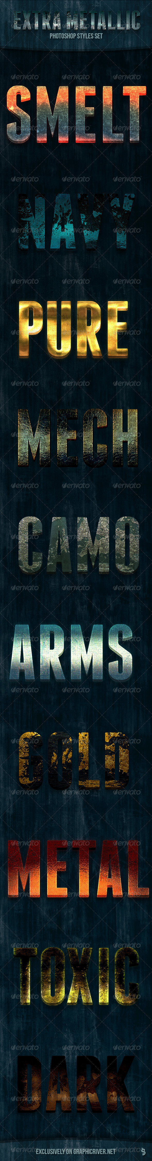 Extra Metallic Styles - Text Effects Styles
