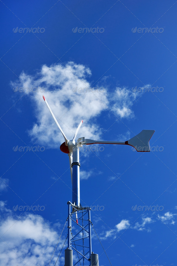 Wind Turbine Against a Blue Sky