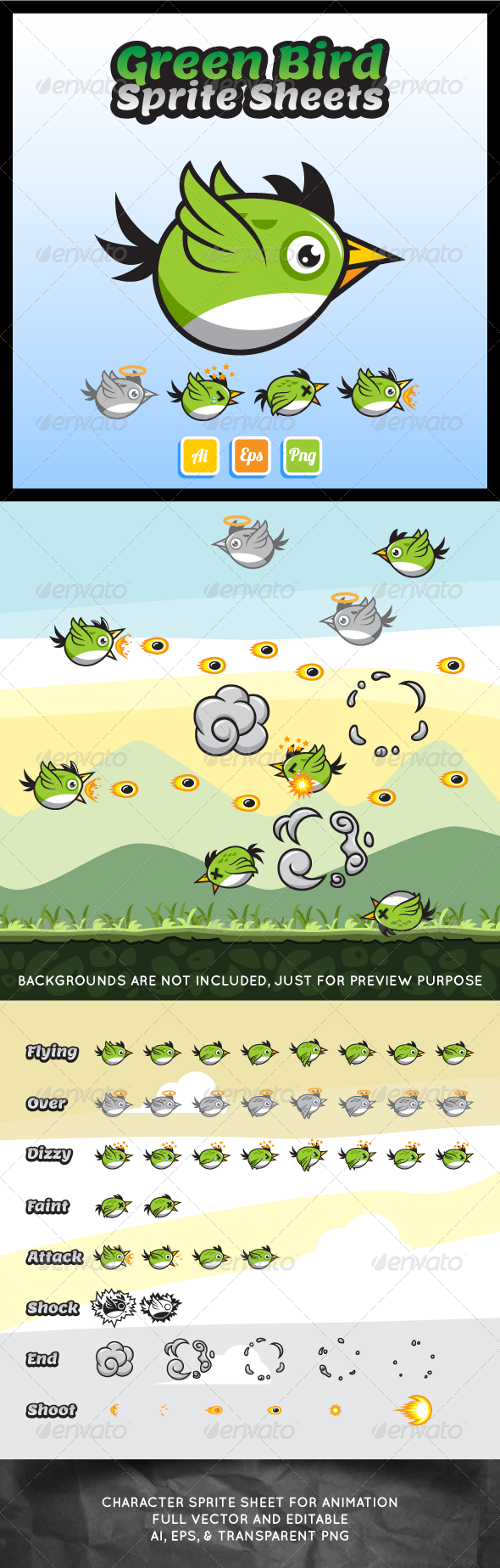Green Bird Game Character Green Bird Game Character