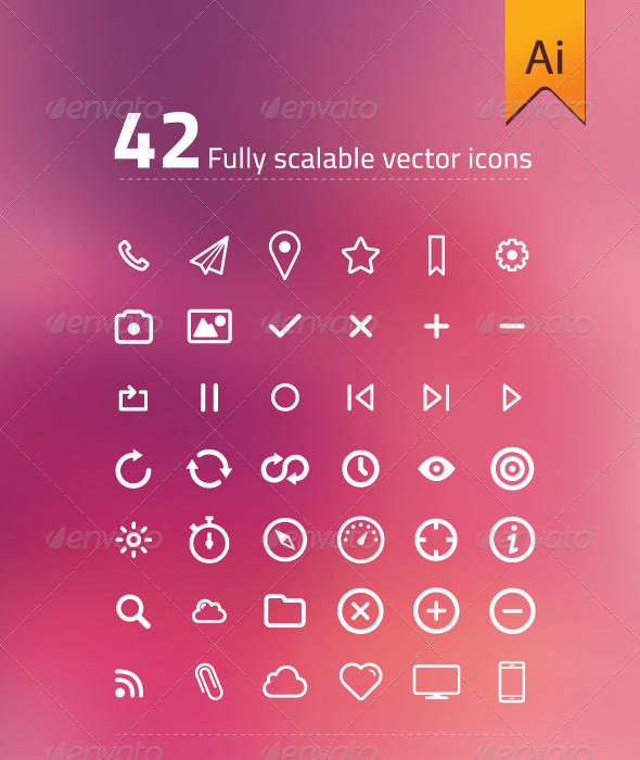 42 Fully Scalable Vector Icons 42 Fully Scalable Vector Icons