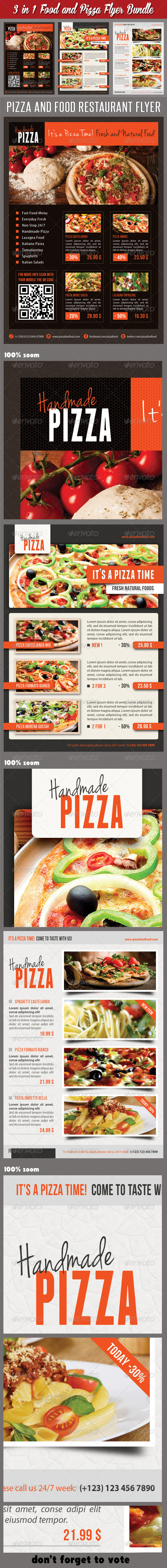 3 in 1 Food And Pizza Menu Flyer Bundle 03 3 in 1 Food And Pizza Menu Flyer Bundle 03