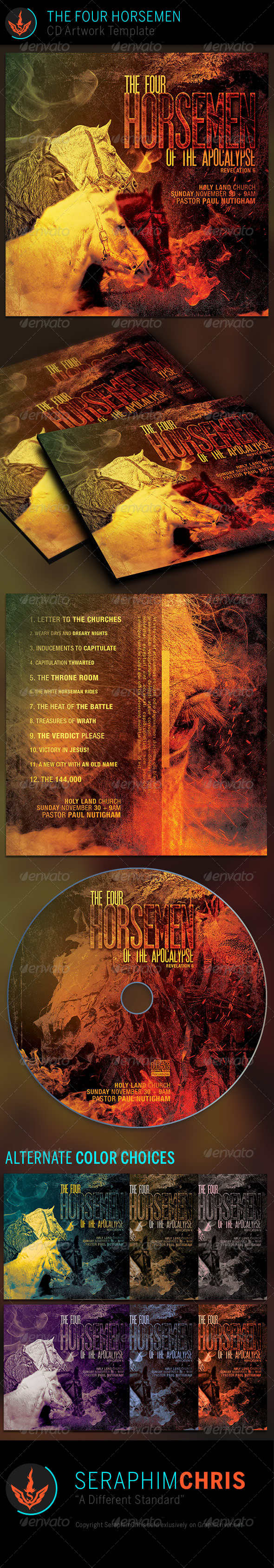 The Four Horsemen: CD Artwork Template - CD & DVD artwork Print Templates