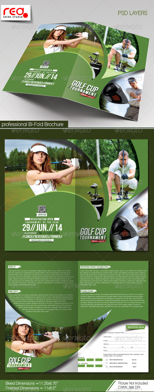 Golf Cup Tournament Bi-fold Brochure Template Golf Cup Tournament Bi-fold Brochure Template