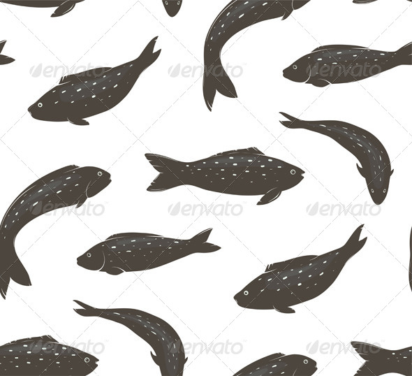 Fish Black and White Seamless Pattern Fish Black and White Seamless Pattern