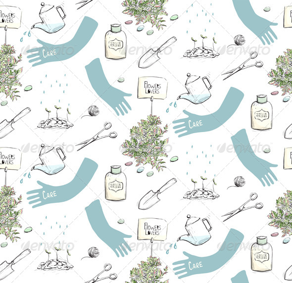 Home Plants or Gardening Seamless Pattern Home Plants or Gardening Seamless Pattern