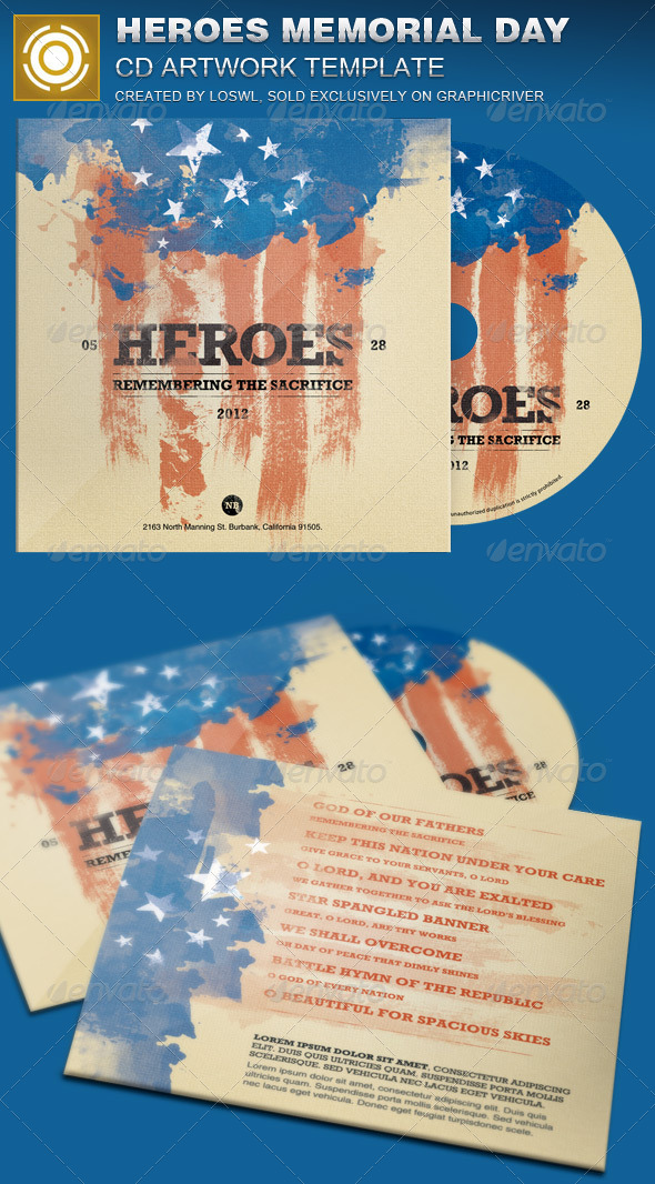 Heroes Memorial Day CD Artwork Template Heroes Memorial Day CD Artwork Template