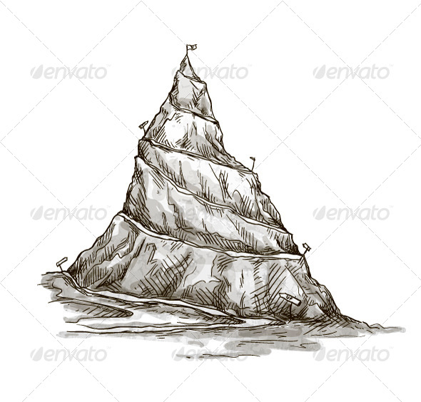 Hand Drawn Mountain Peak Serpentine Road Hand Drawn Mountain Peak Serpentine Road