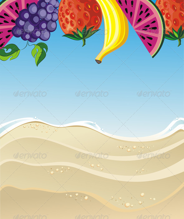 Summer Illustration with Fruits