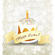 Grungy Easter Background with Decorated Cake