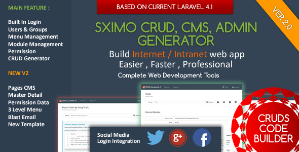 Laravel CMS - CRUD Builder - Administrator 