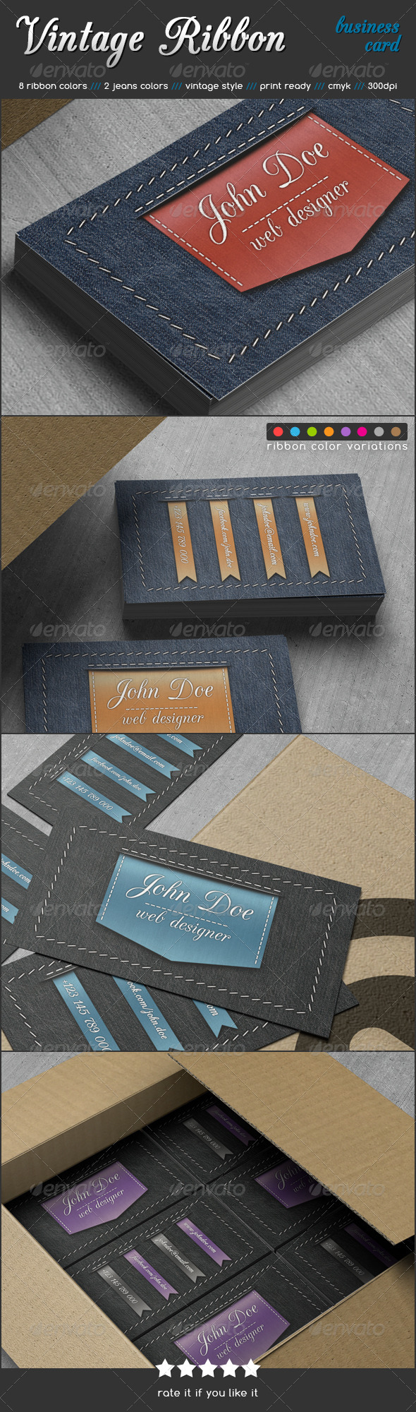 Vintage Ribbon Business Card Vintage Ribbon Business Card