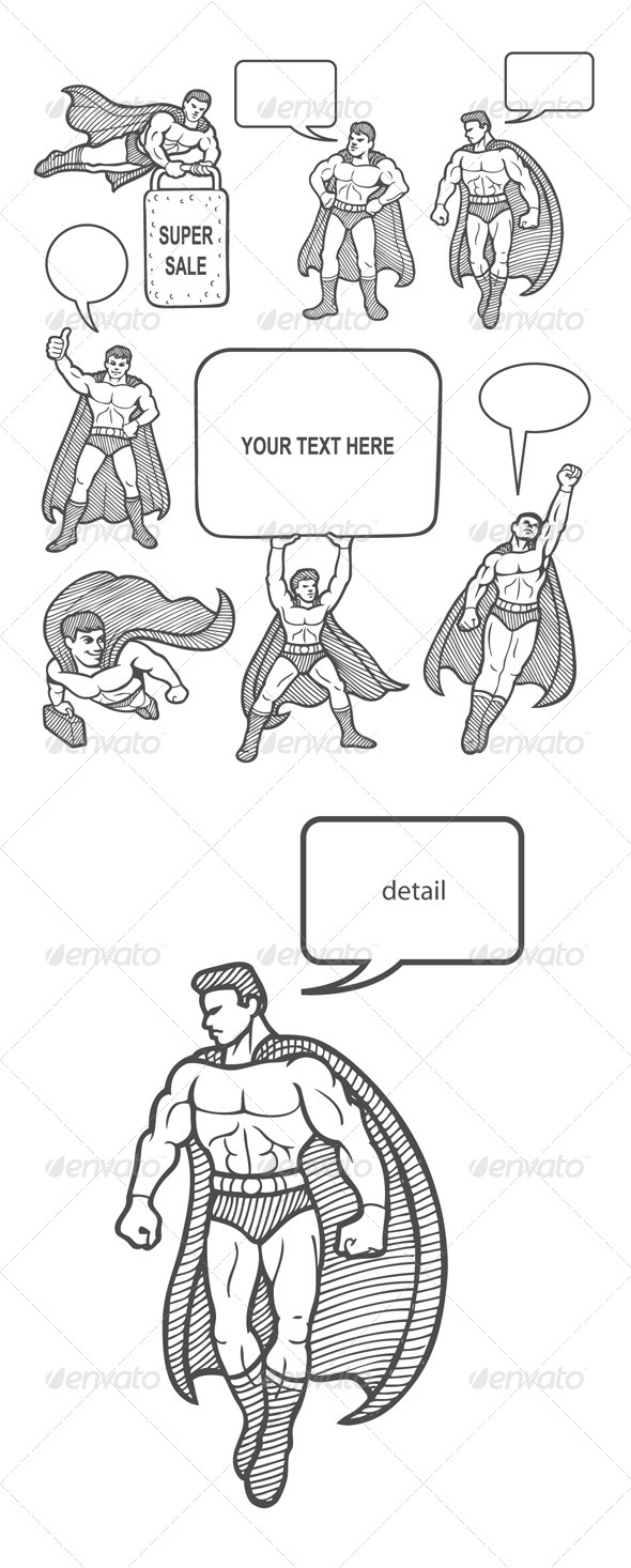 Male Superhero Sketches - People Characters