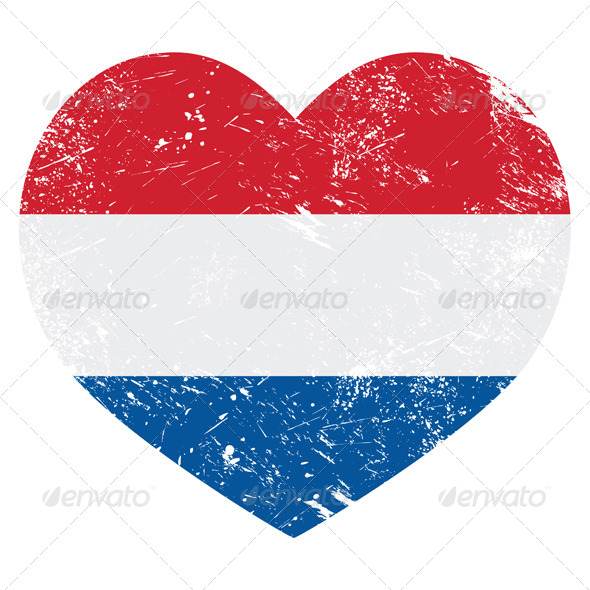 Netherlands, Holland Heart Retro Flag