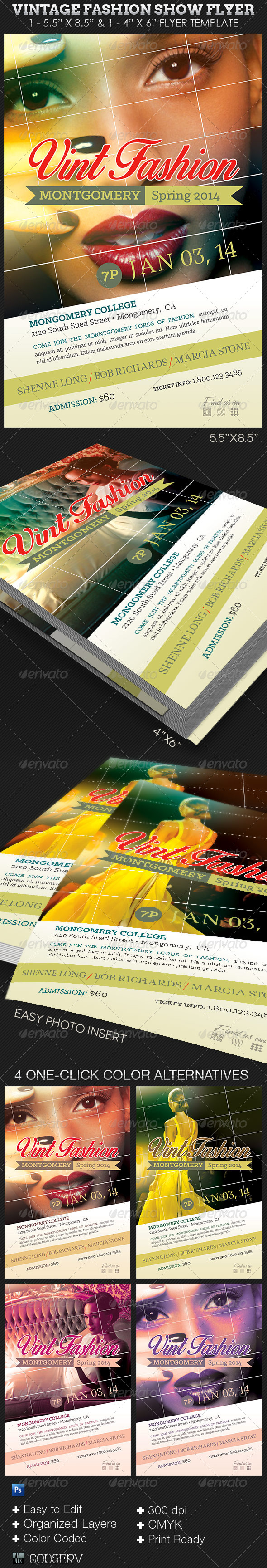 Vintage Fashion Show Flyer Template - Events Flyers