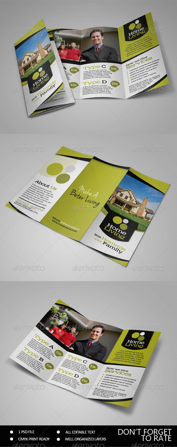 Living Real Estate Trifold Brochure - Informational Brochures
