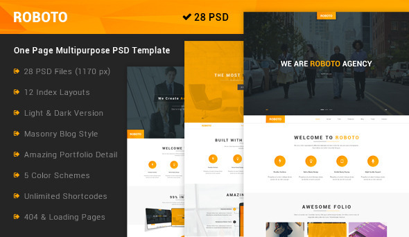 Roboto - One Page Multi-Purpose PSD Template