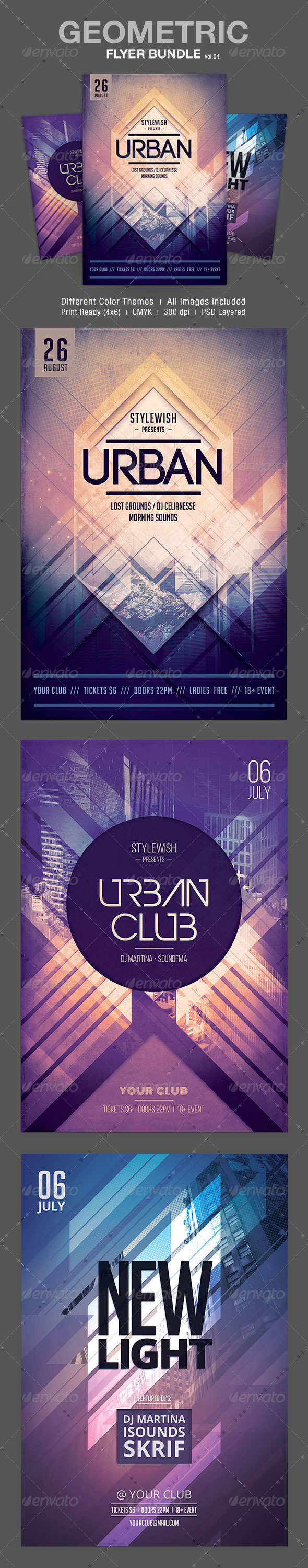Geometric Flyer Bundle Vol.04 - Clubs & Parties Events