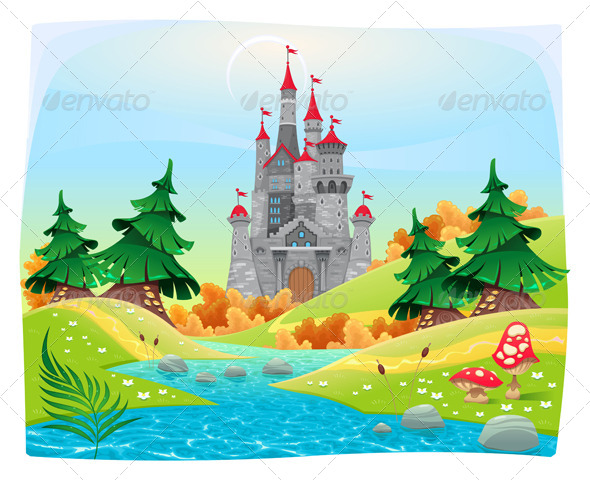 Mythological Landscape with Medieval Castle Mythological Landscape with Medieval Castle