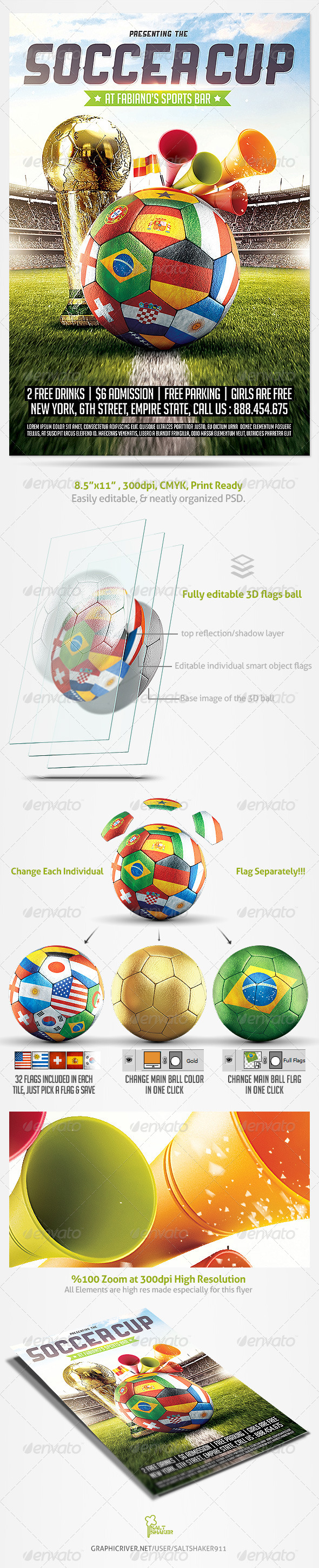Brazil Soccer Cup 2014 Football flyer Brazil Soccer Cup 2014 Football flyer