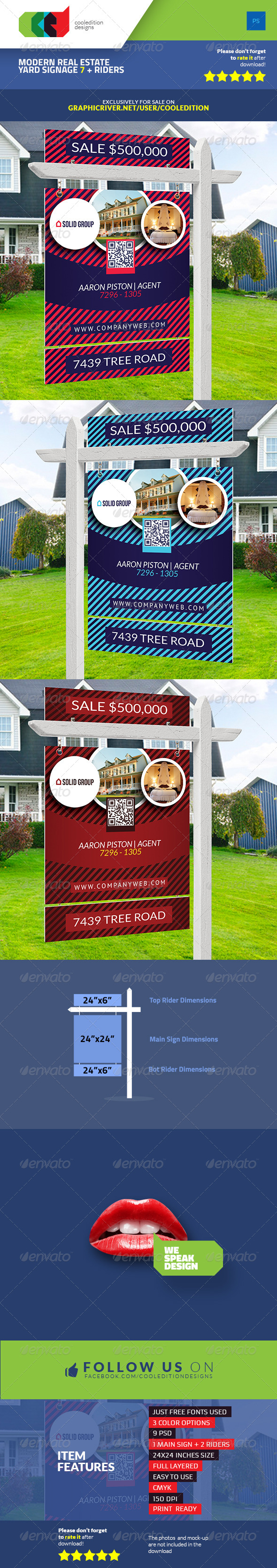 Download Modern Real Estate Yard Signage 7 + Riders | GraphicRiver
