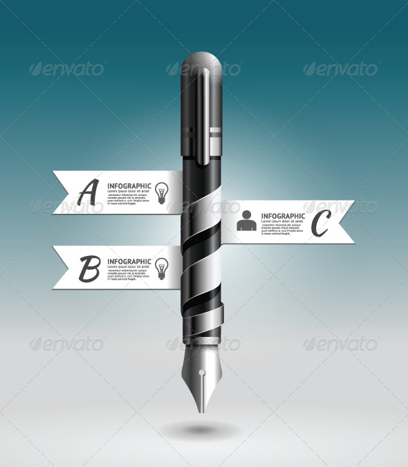 Abstract 3d Ink Pen Infographic Design