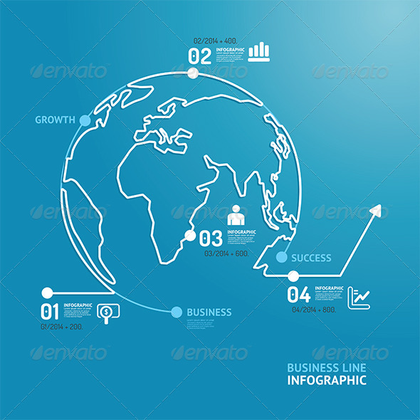 World Business Diagram Line Style  Design Template