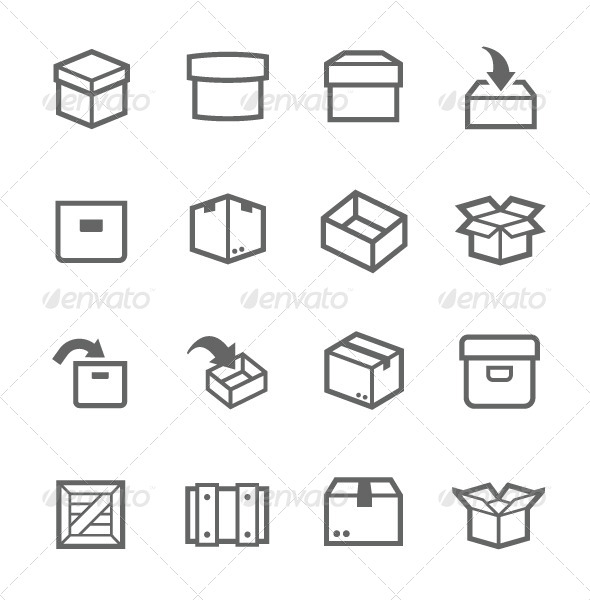 Box and Crates Icons Box and Crates Icons