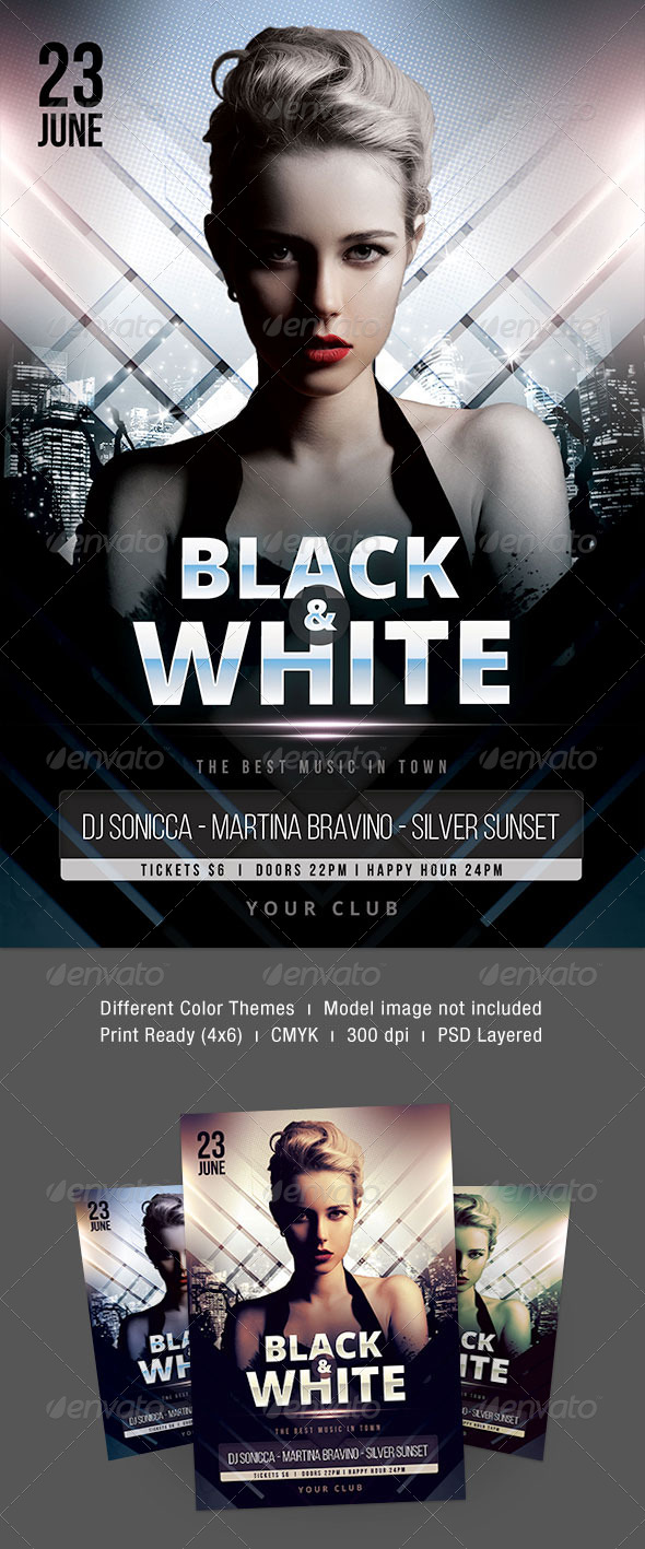 Black & White Flyer - Clubs & Parties Events