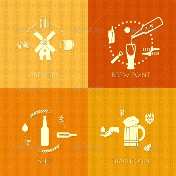 Beer Flat Set of Icons Design Background Beer Flat Set of Icons Design Background