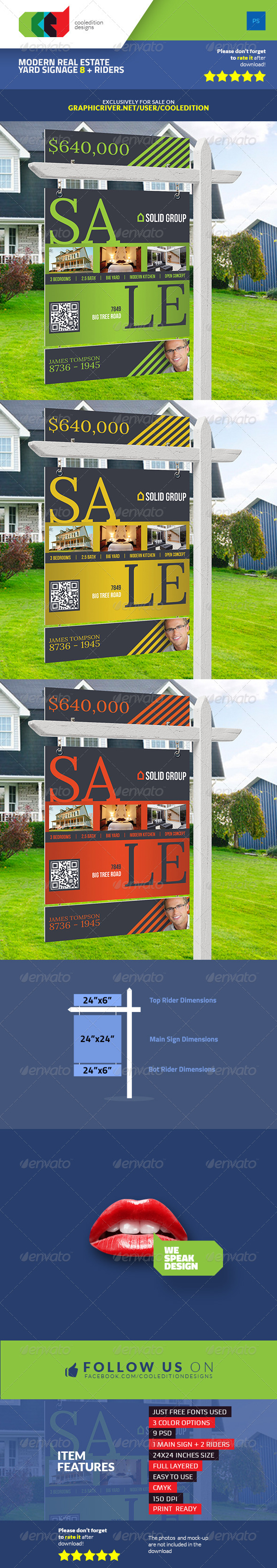 Modern Real Estate Yard Signage 8 & Riders Modern Real Estate Yard Signage 8 & Riders