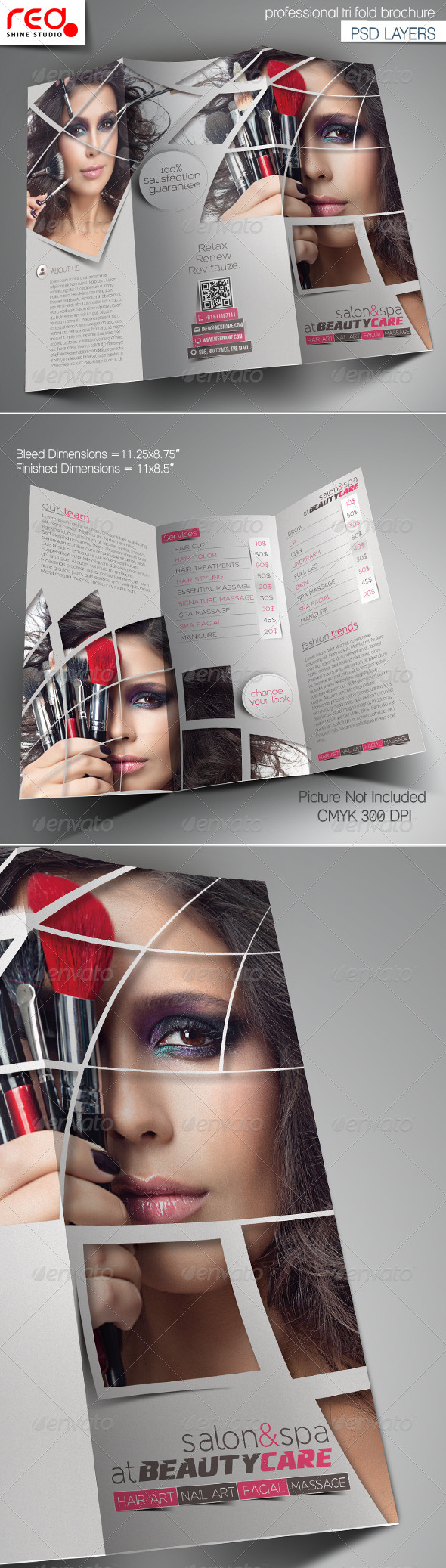 Beauty Care & Salon Trifold Brochure Template - Catalogs Brochures