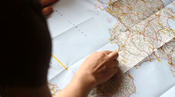 Looking At A Route on A Map Looking At A Route on A Map