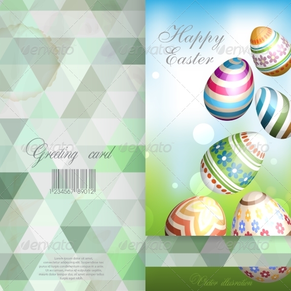 Easter Background with Eggs In Grass Easter Background with Eggs In Grass