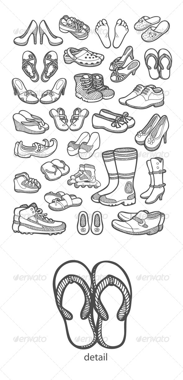 Shoes Icons Sketch - Man-made objects Objects