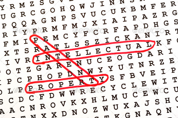 The Words Intellectual, Property, & Patent on Word Search Puzzle