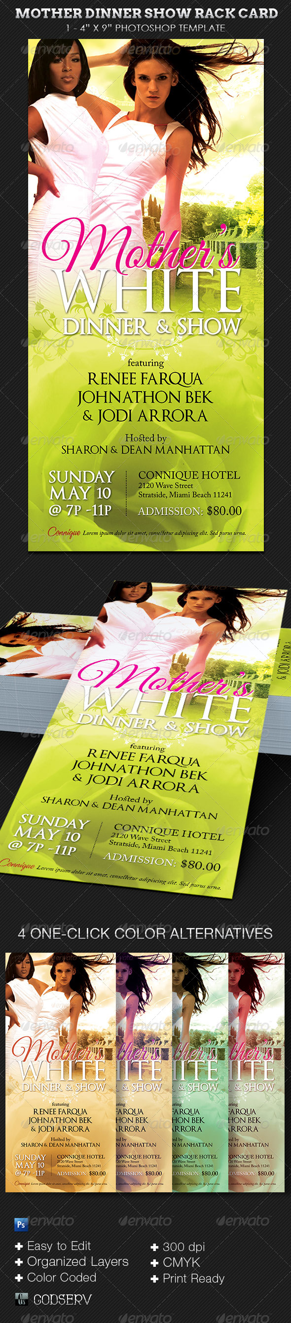 Mother’s Dinner Show Rack Card Template - Events Flyers