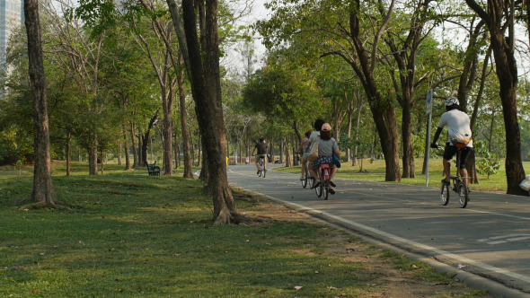 People Cycling In Park People Cycling In Park