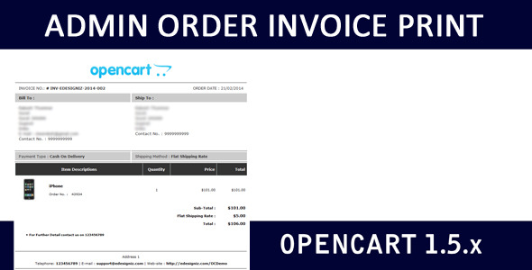 Admin-Side Order Invoice Print Layout - OpenCart
