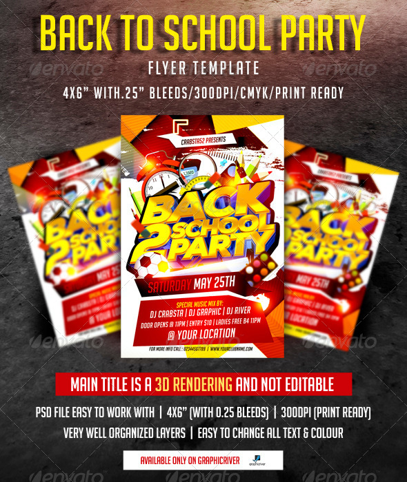 Back To School Party Flyer Template