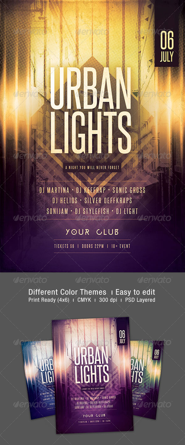 Urban Lights Flyer - Clubs & Parties Events