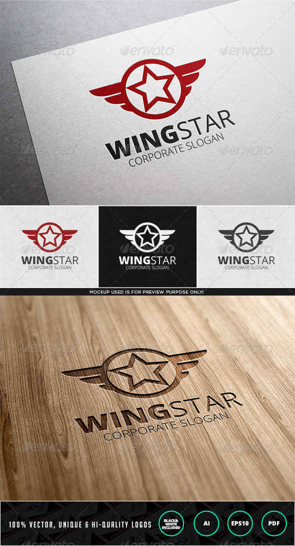 Wing Star Logo Template - Objects Logo Templates