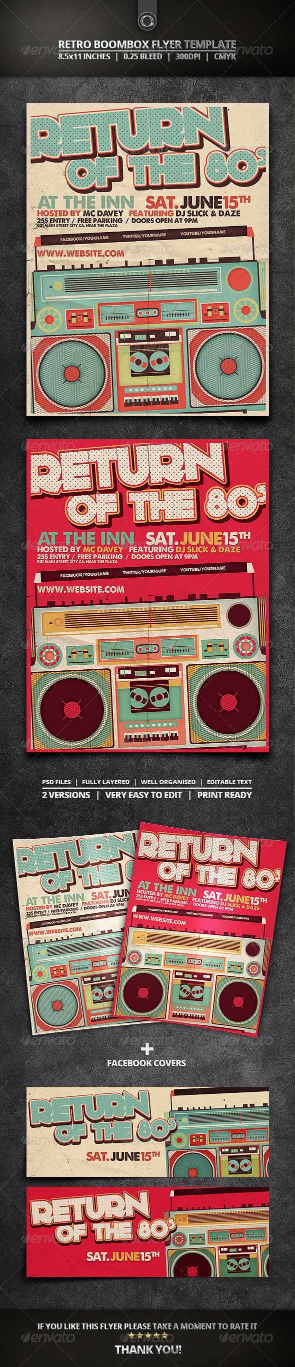 Retro Boombox Flyer Template